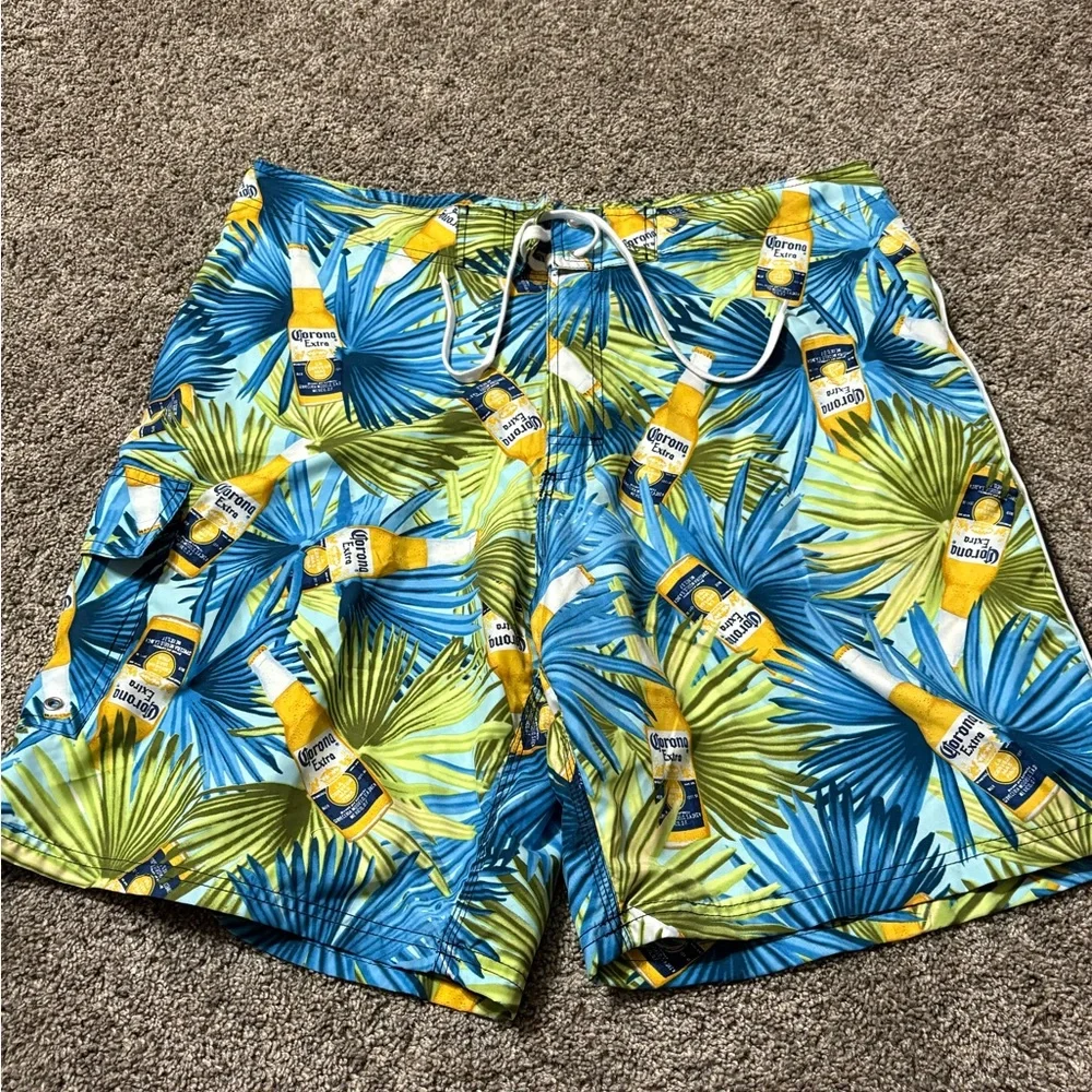 Corona swim trunks Extra‎ Beer Logo Board Shorts Mens Trunks Size 38 Drawstrings